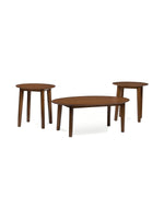 Ensemble de trois tables d'appoint TOCO Meubles en bois brun au design minimaliste et pieds fuselés