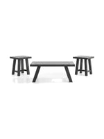 Ensemble de 3 tables basses TOCO Meubles Raku en métal noir et étain au design minimaliste et moderne