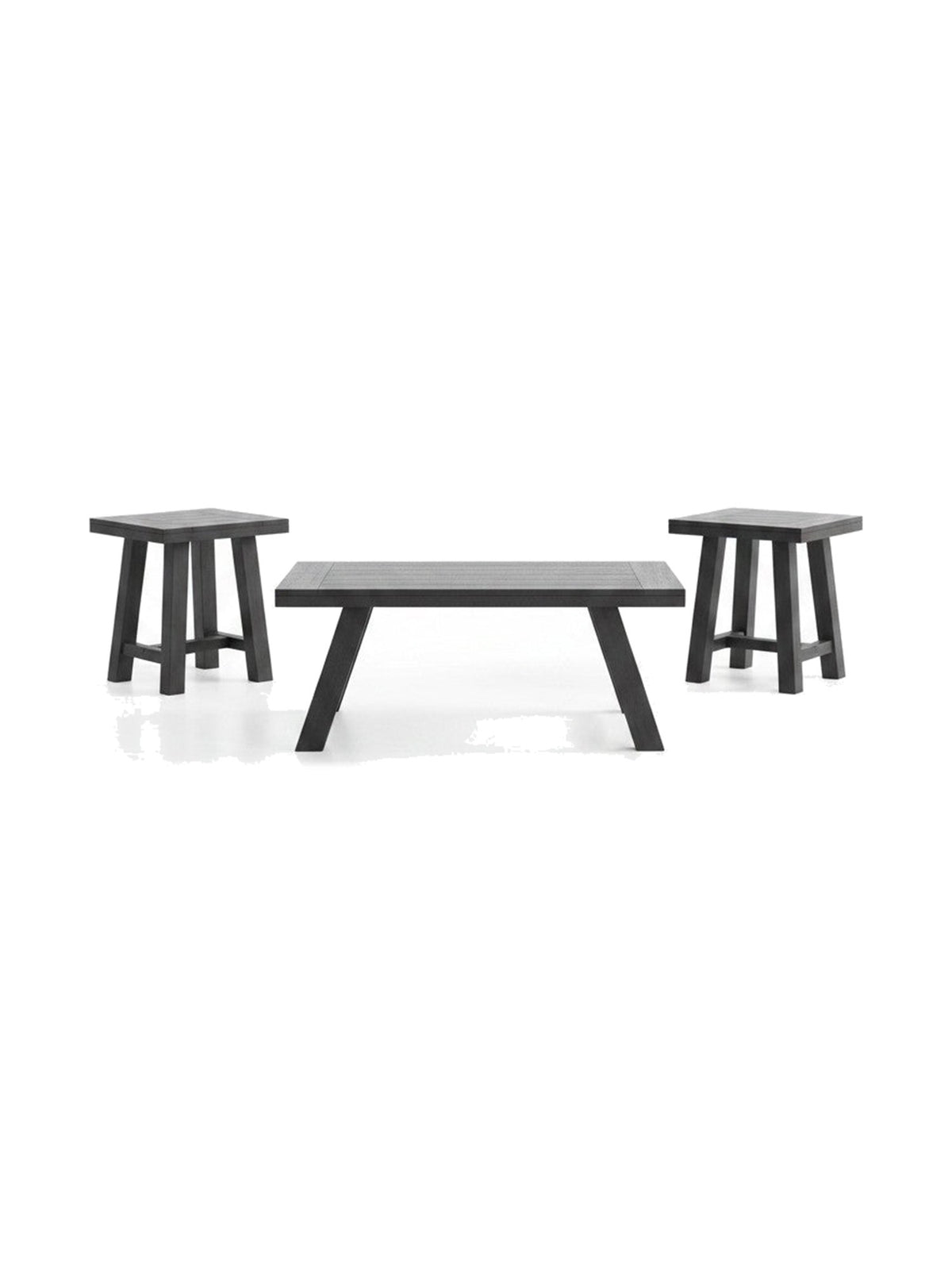 Ensemble de 3 tables basses TOCO Meubles Raku en métal noir et étain au design minimaliste et moderne