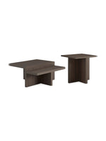 Ensemble de deux tables basses TOCO Meubles Zendex en bois brun au design minimaliste et géométrique