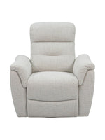 Fauteuil inclinable Hudson en tissu beige clair de TOCO Meubles, idéal pour un coin détente.
