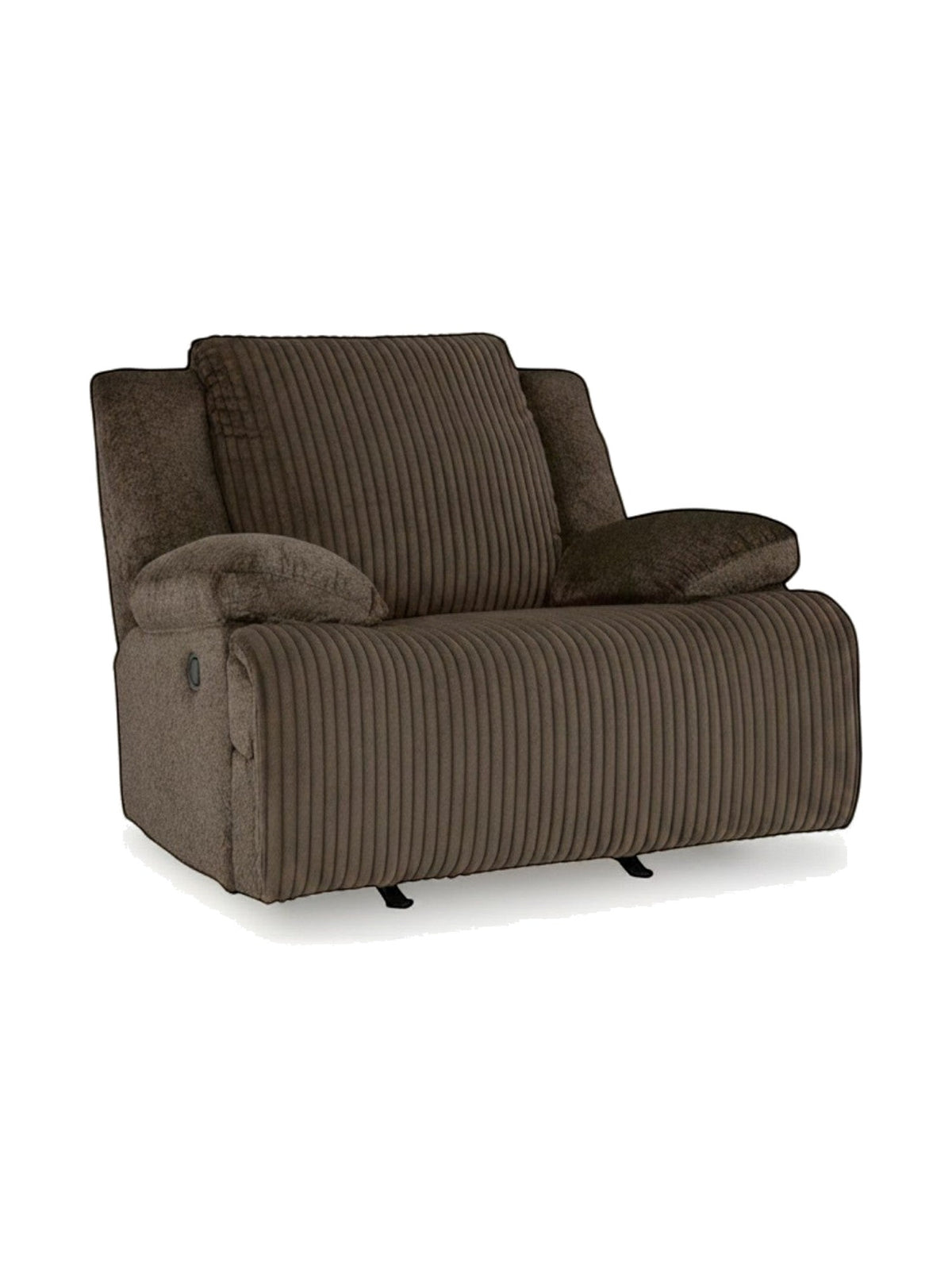 Fauteuil inclinable Enzo de TOCO Meubles en tissu côtelé brun chocolat, design spacieux et confortable.
