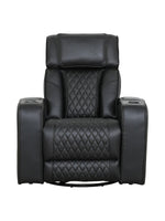 Fauteuil inclinable TOCO Meubles Warren en similicuir noir avec dossier matelassé et porte-gobelets intégrés