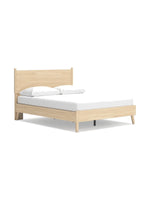 Lit plateforme Grand Lit Anita en bois naturel, finition épurée, pieds fuselés, idéal pour chambre moderne.
