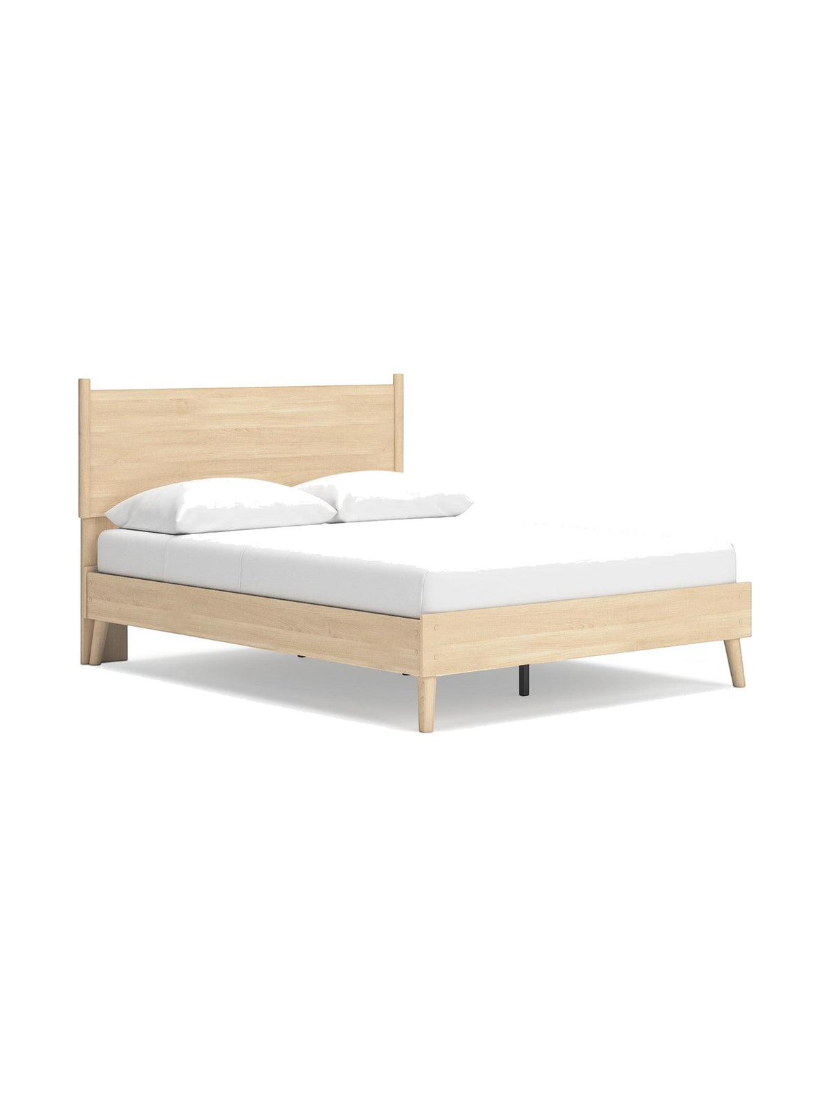 Lit plateforme Grand Lit Anita en bois naturel, finition épurée, pieds fuselés, idéal pour chambre moderne.