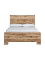 Grand lit Lola TOCO Meubles en bois finition rustique dorée avec tête de lit épurée et design sobre