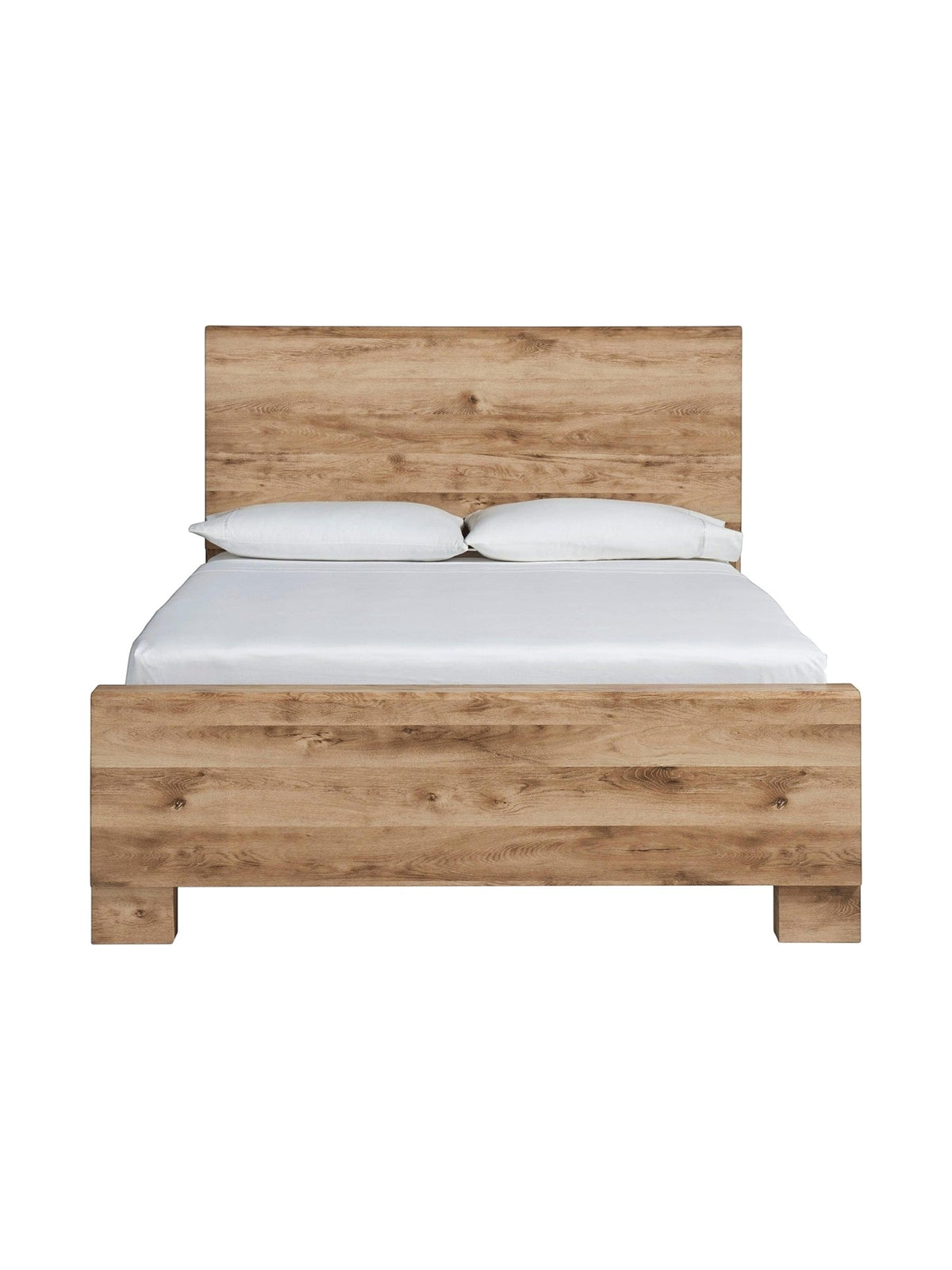 Grand lit Lola TOCO Meubles en bois finition rustique dorée avec tête de lit épurée et design sobre