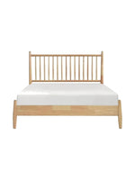 Lit plateforme Paolo TOCO Meubles en bois naturel avec tête de lit à lattes verticales style Mid-Century Modern