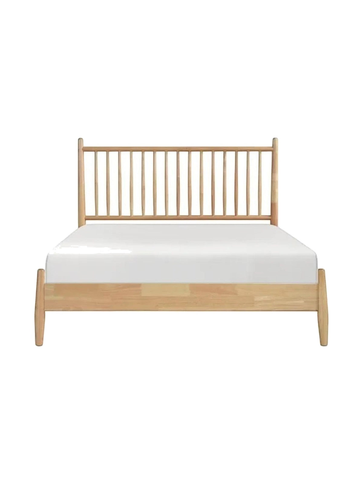 Lit plateforme Paolo TOCO Meubles en bois naturel avec tête de lit à lattes verticales style Mid-Century Modern