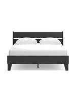 Grand lit Solene TOCO Meubles noir au design contemporain épuré avec tête de lit à lattes pour chambre moderne