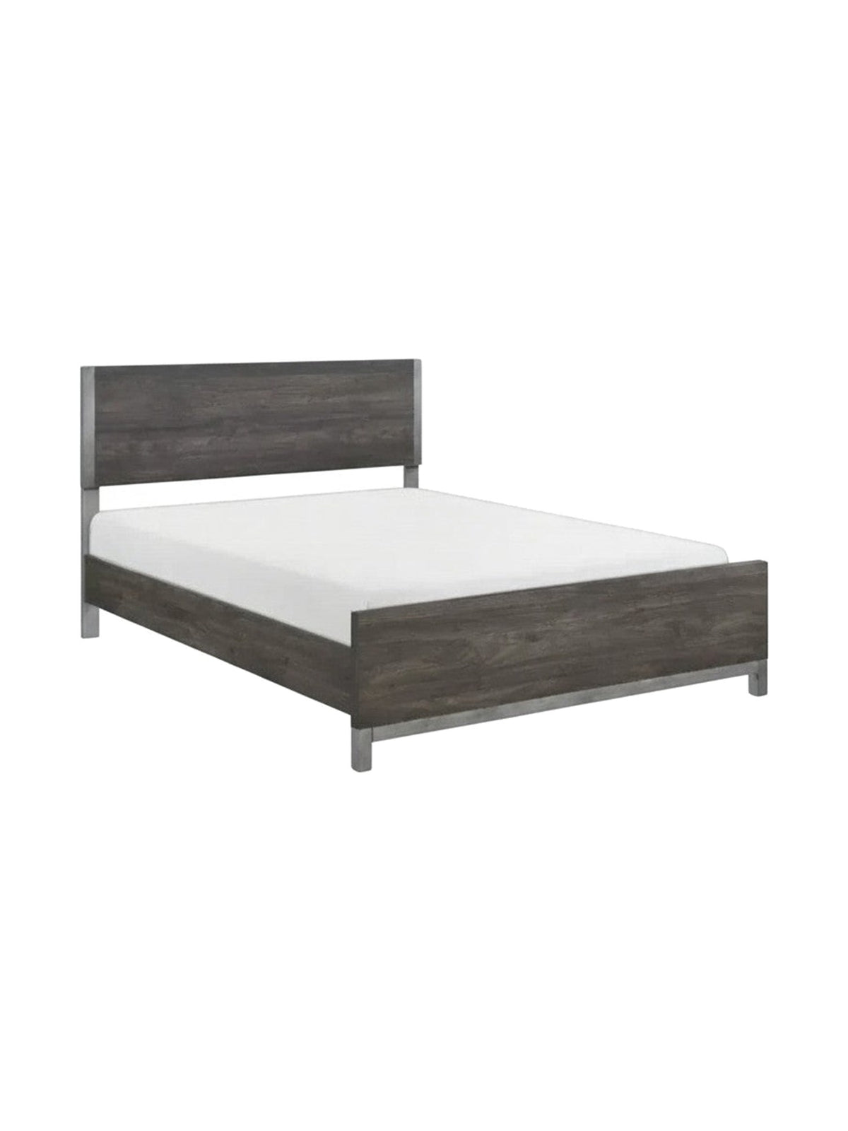 Grand lit Stella TOCO Meubles en mélamine gris effet bois avec détails en métal peint pour chambre contemporaine