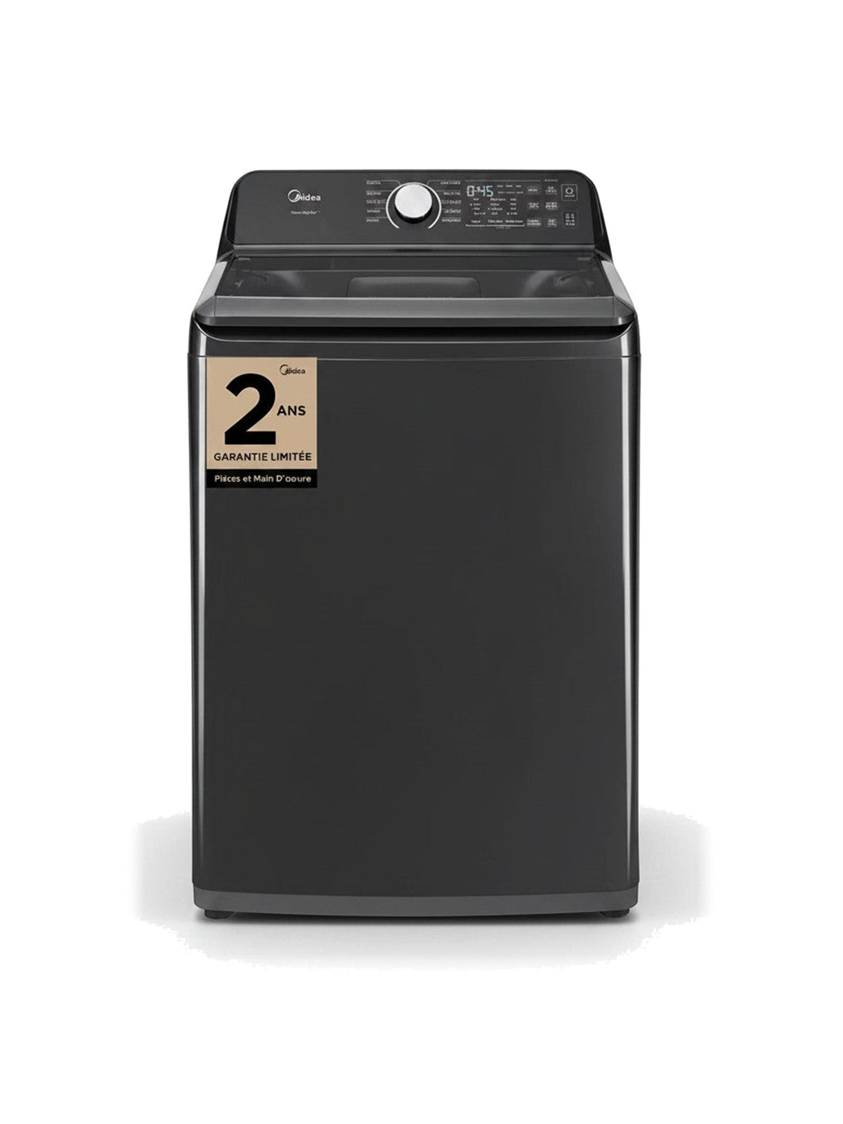 Laveuse MIDEA 5,2 pi³ à turbine de couleur gris foncé avec panneau de contrôle numérique chez TOCO Meubles