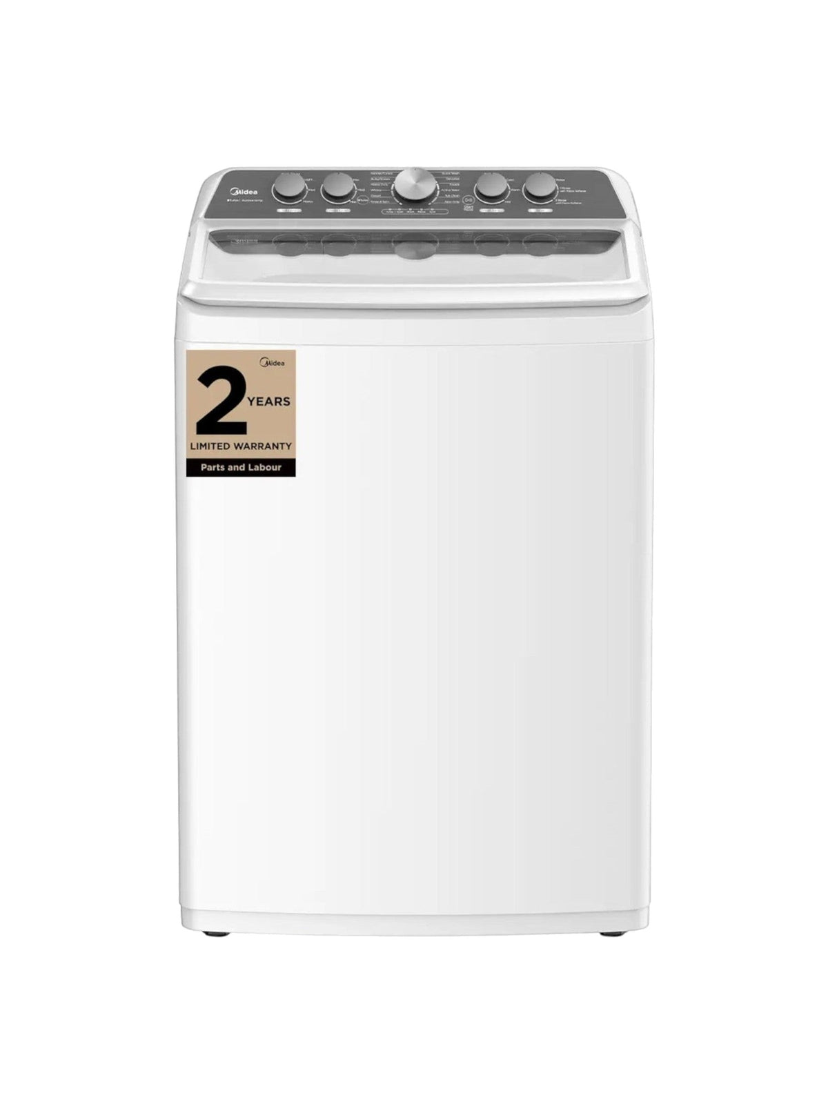 Laveuse à chargement par le haut blanche MIDEA de 4,7 pi³ avec agitateur, 12 cycles et couvercle en verre à fermeture lente. Garantie limitée de 2 ans.