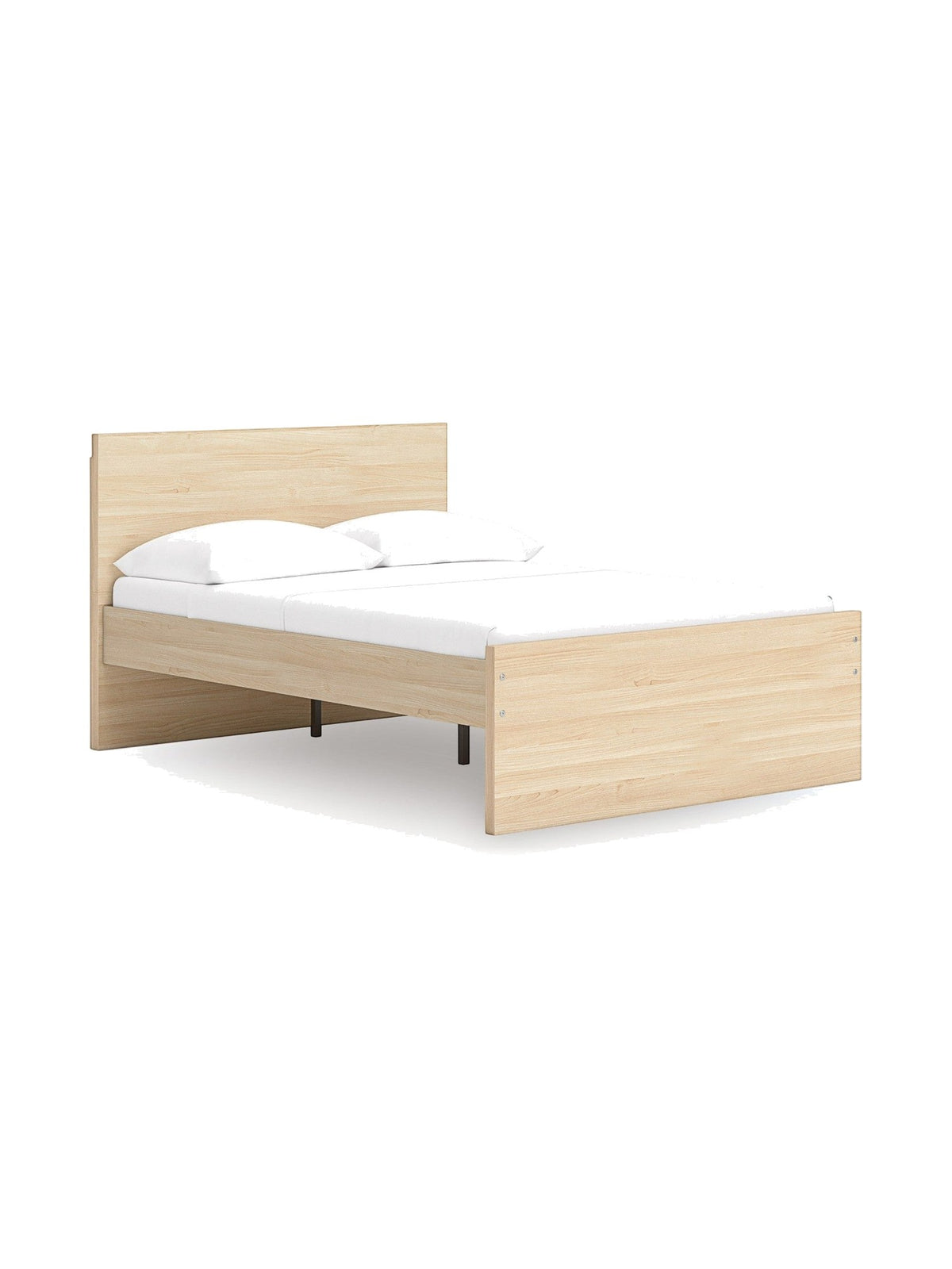Lit double plateforme TOCO Meubles Hazel en bois clair, design minimaliste avec tête de lit intégrée.