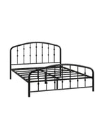 Lit double Nina TOCO Meubles en acier noir avec structure plateforme minimaliste et tête de lit arrondie