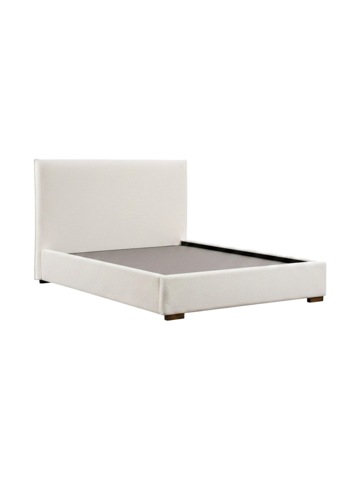 Lit double TOCO Meubles Noemie en tissu bouclé beige avec tête de lit moderne et design plateforme épuré