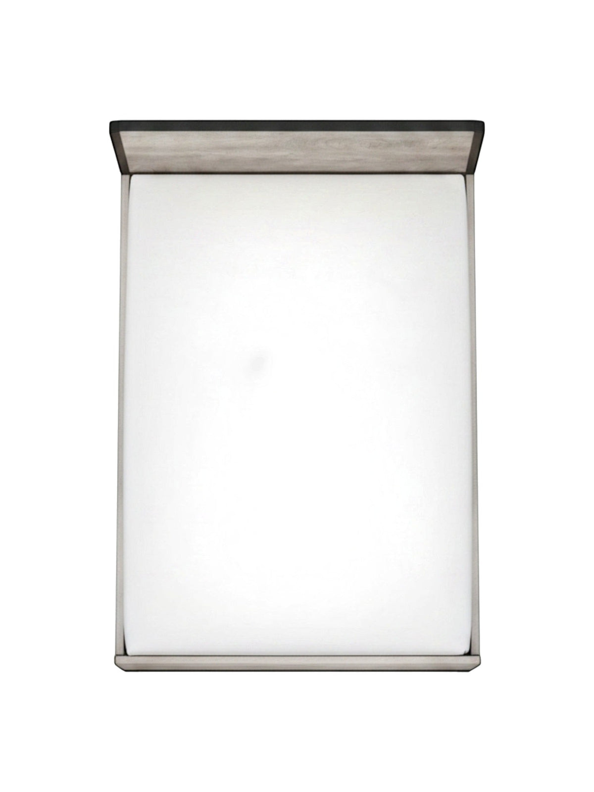 Lit double Stella TOCO Meubles gris imitation bois avec détails en métal, vue de dessus sur fond blanc