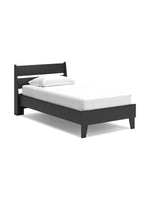 Lit simple Solene TOCO Meubles en bois gris foncé, design contemporain avec tête de lit et cadre bas.