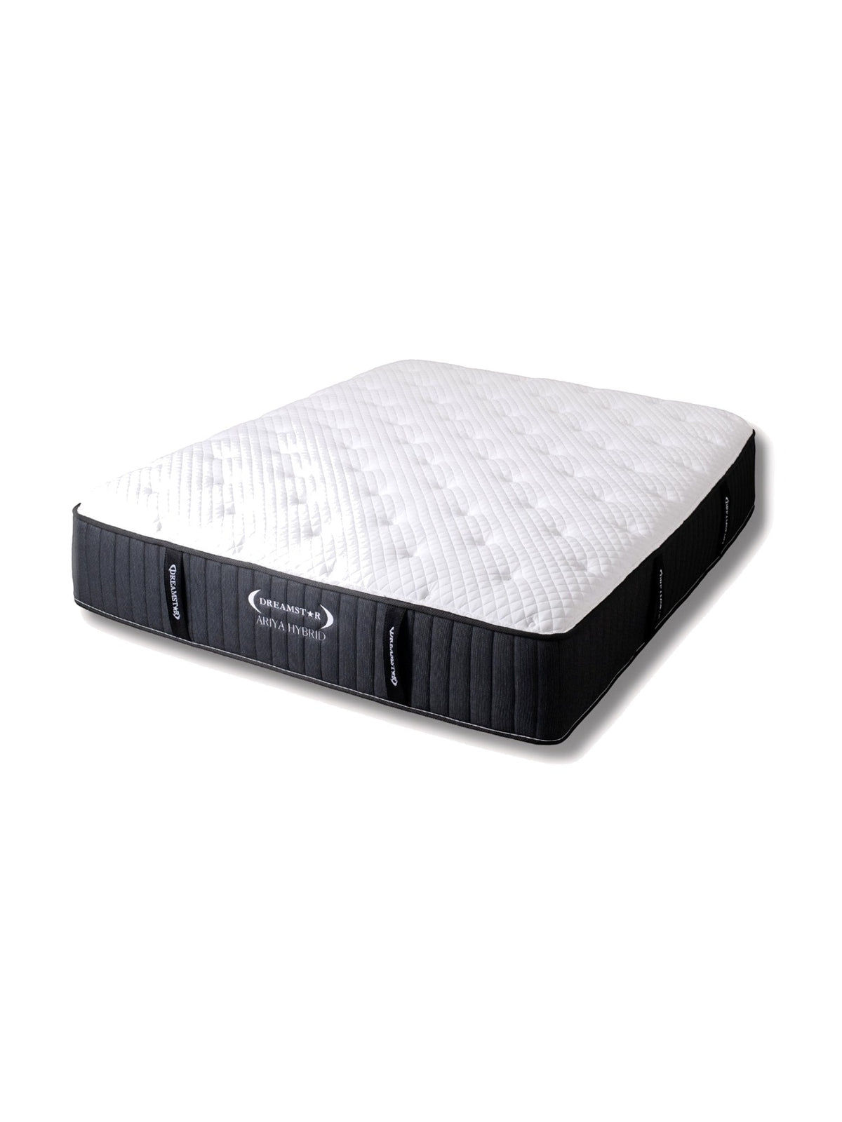 Matelas Ariya Hybrid TOCO Meubles avec surface matelassée blanche et côtés gris foncé, technologie hybride