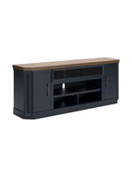 Meuble télé TOCO Meubles Léo 84 pouces bicolore bleu et bois avec rangement et option foyer électrique