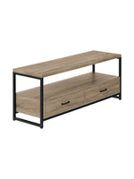Meuble télé Yori 48 pouces TOCO Meubles en bois rustique avec structure en métal noir et deux tiroirs de rangement