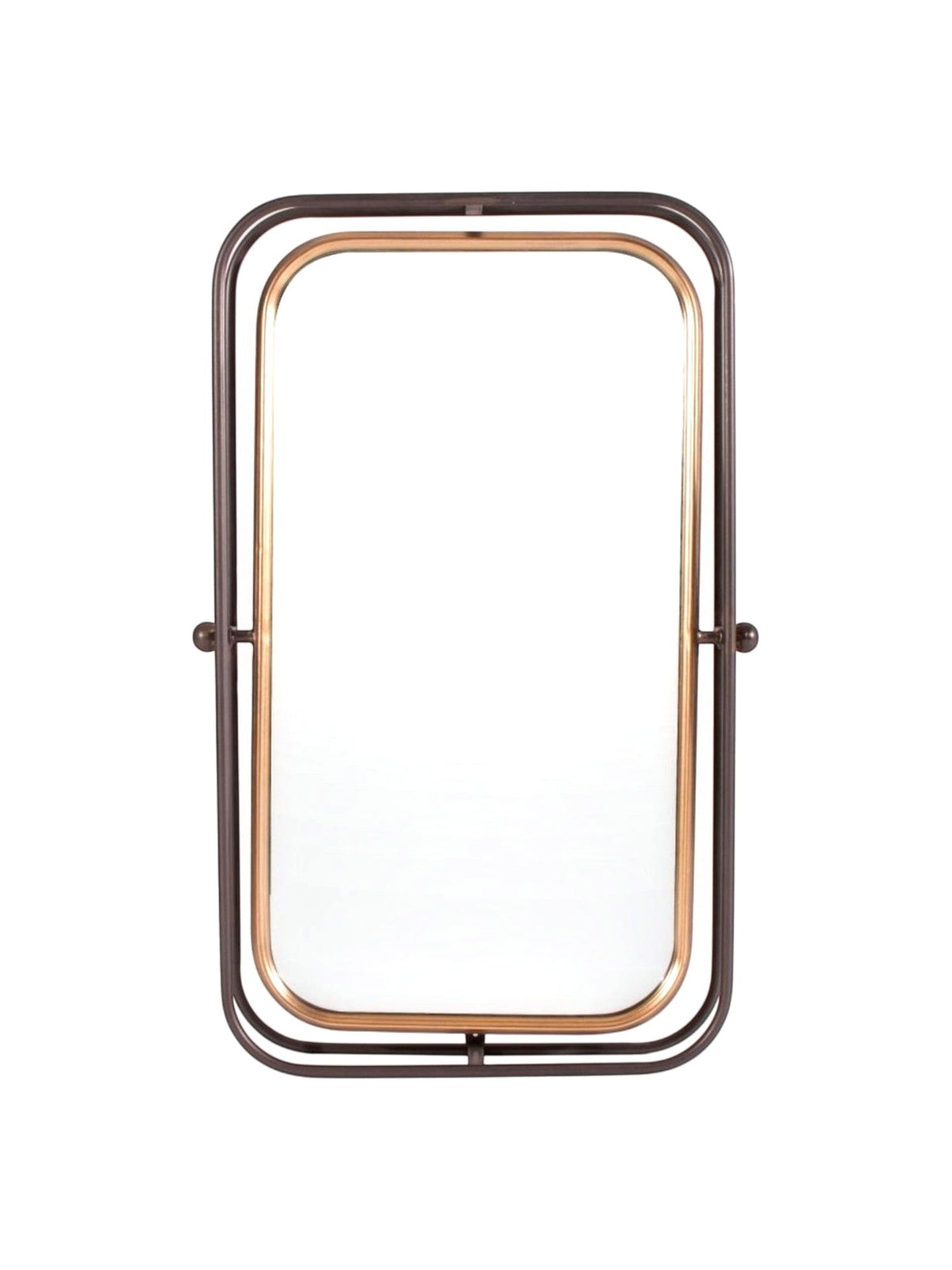 Miroir mural basculant TOCO Meubles en métal bicolore bronze et noir au design industriel rectangulaire
