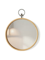 Miroir mural rond TOCO Meubles style montre de poche avec cadre en bois de sapin et anneau décoratif en fer