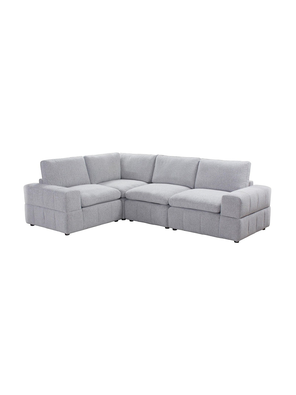 TOCO Meubles Modulaire Monaco gris clair, canapé d'angle 4 places en tissu texturé, confortable et personnalisable.