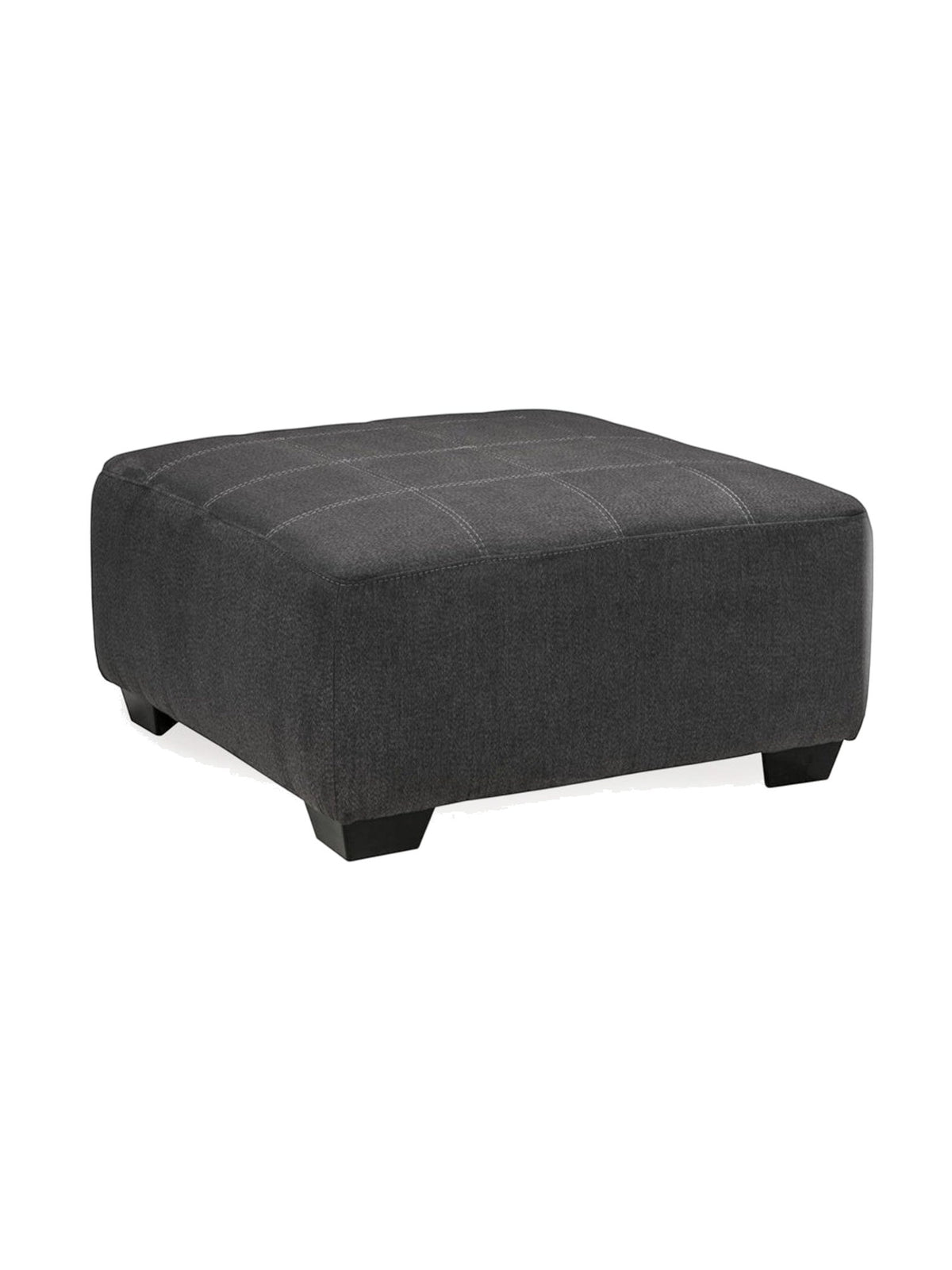 Ottoman surdimensionné Ambee de TOCO Meubles en tissu gris ardoise avec coutures apparentes et pieds noirs
