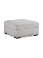 Ottoman Gaby TOCO Meubles carré en tissu gris nickel avec espace de rangement et pieds foncés