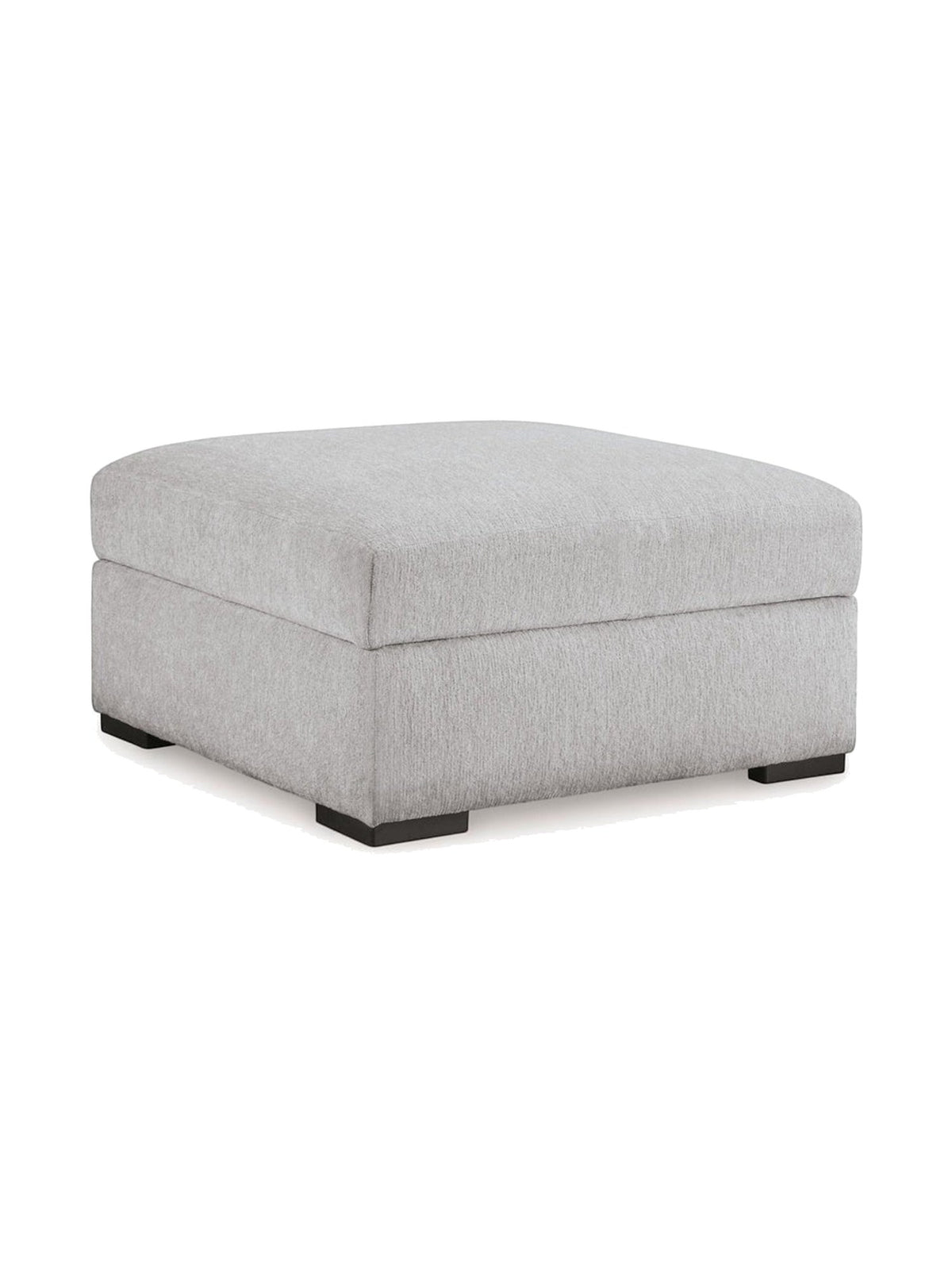 Ottoman Gaby TOCO Meubles carré en tissu gris nickel avec espace de rangement et pieds foncés