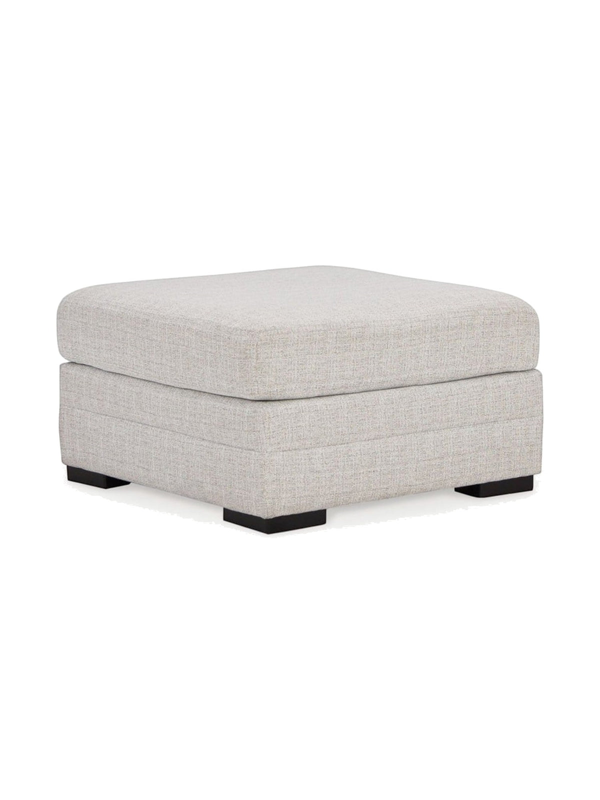 Ottoman surdimensionné Koralynn de TOCO Meubles en tissu texturé couleur pierre avec pieds carrés noirs