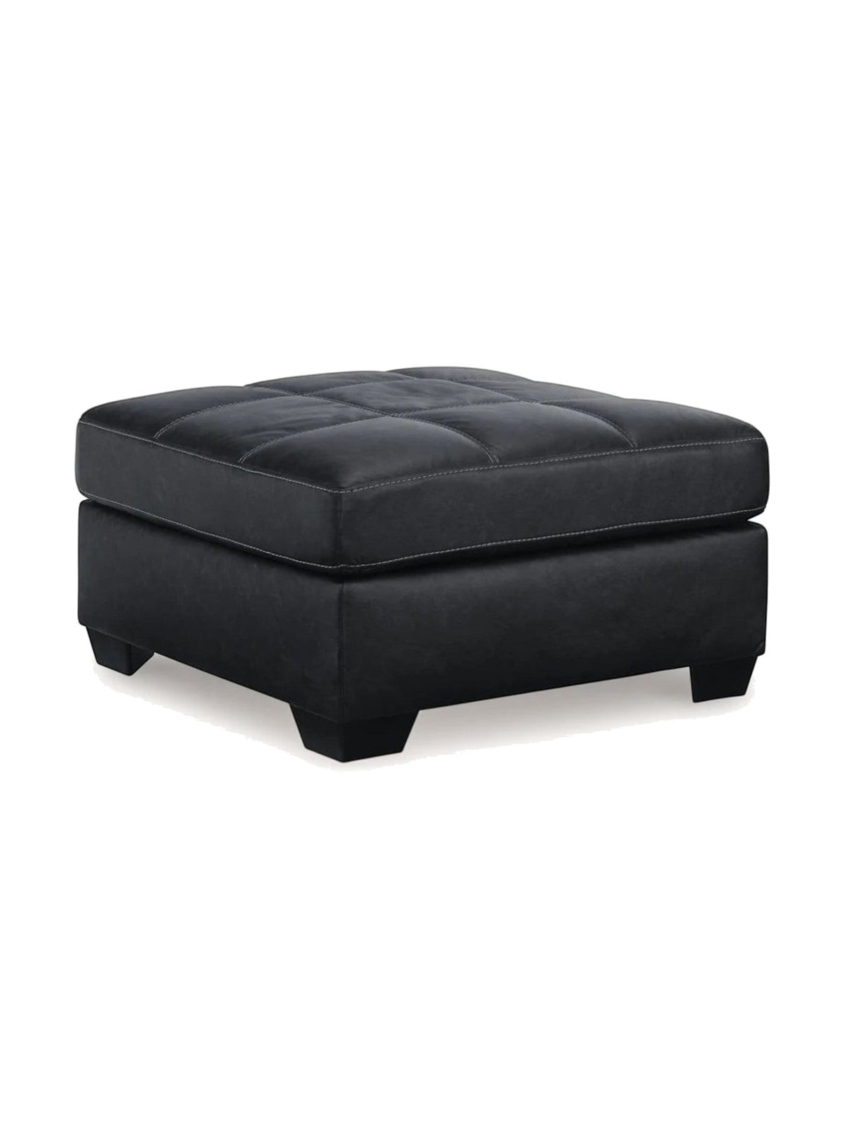 Ottoman surdimensionné TOCO Meubles Marlin en cuir couleur carbone avec surpiqûres décoratives et pieds noirs