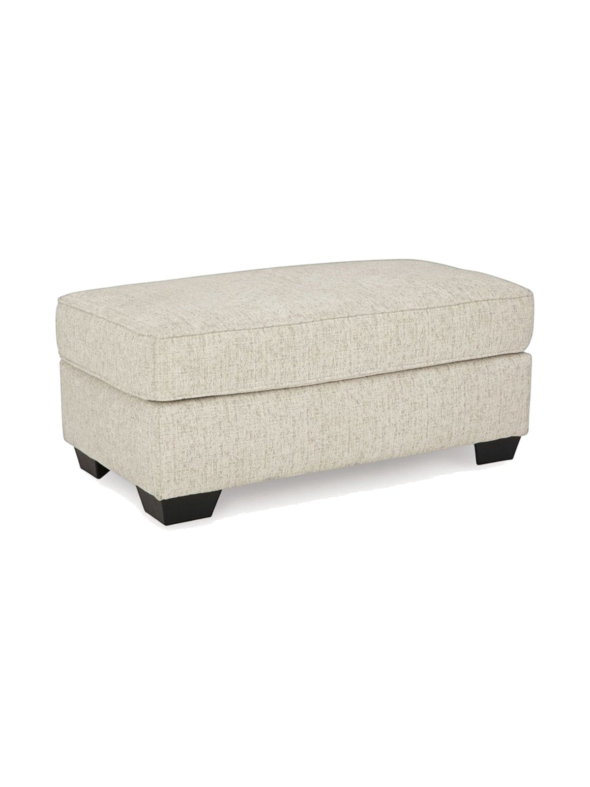 Ottoman Moka TOCO Meubles rectangulaire en tissu beige clair avec pieds en bois foncé