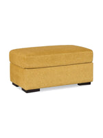 Ottoman Owick TOCO Meubles rectangulaire en tissu jaune tournesol avec pieds en bois foncé
