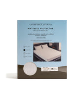 Emballage du protège-matelas imperméable et respirant TOCO Meubles Comfort Living avec détails techniques