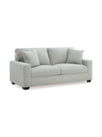 Canapé Aldo TOCO Meubles en tissu gris clair texturé avec deux coussins décoratifs assortis