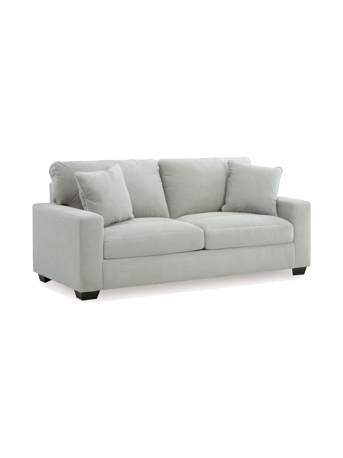 Canapé Aldo TOCO Meubles en tissu gris clair texturé avec deux coussins décoratifs assortis