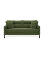 Sofa Bixo vert olive de TOCO Meubles avec coussins assortis et pieds noirs élégants