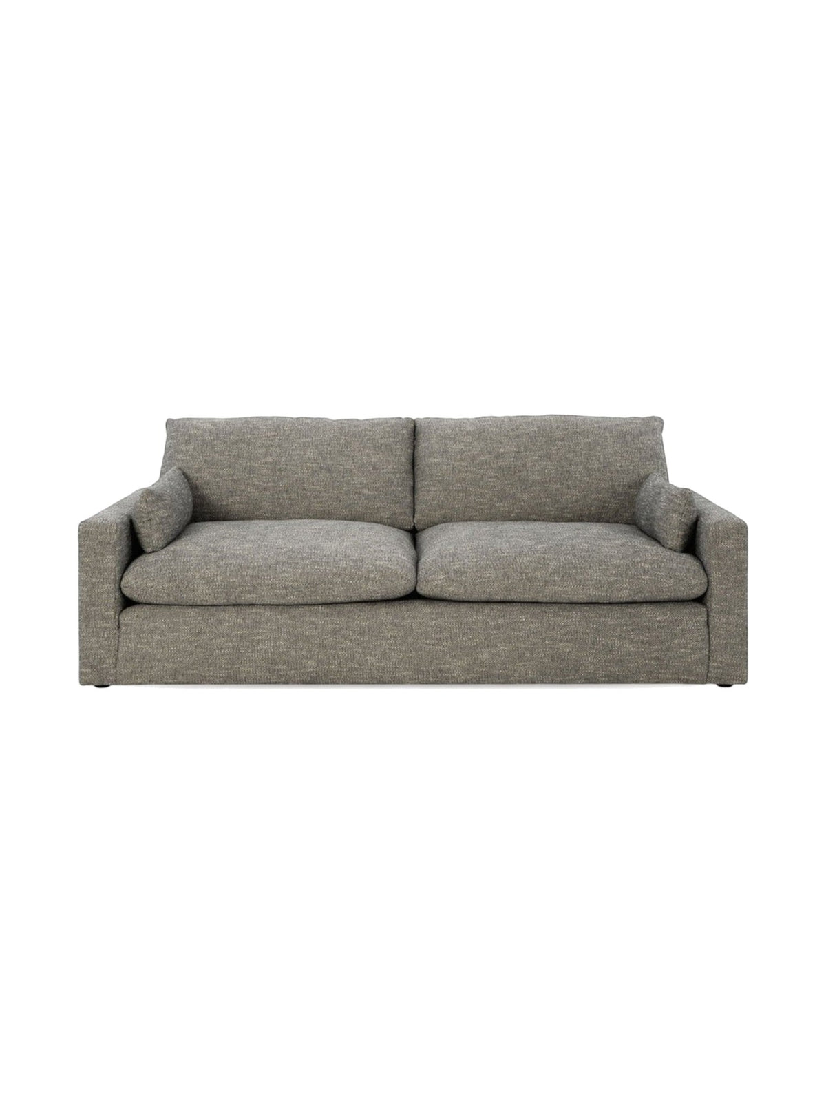 Canapé Faro TOCO Meubles en tissu texturé gris granite avec deux coussins d'assise et accoudoirs confortables