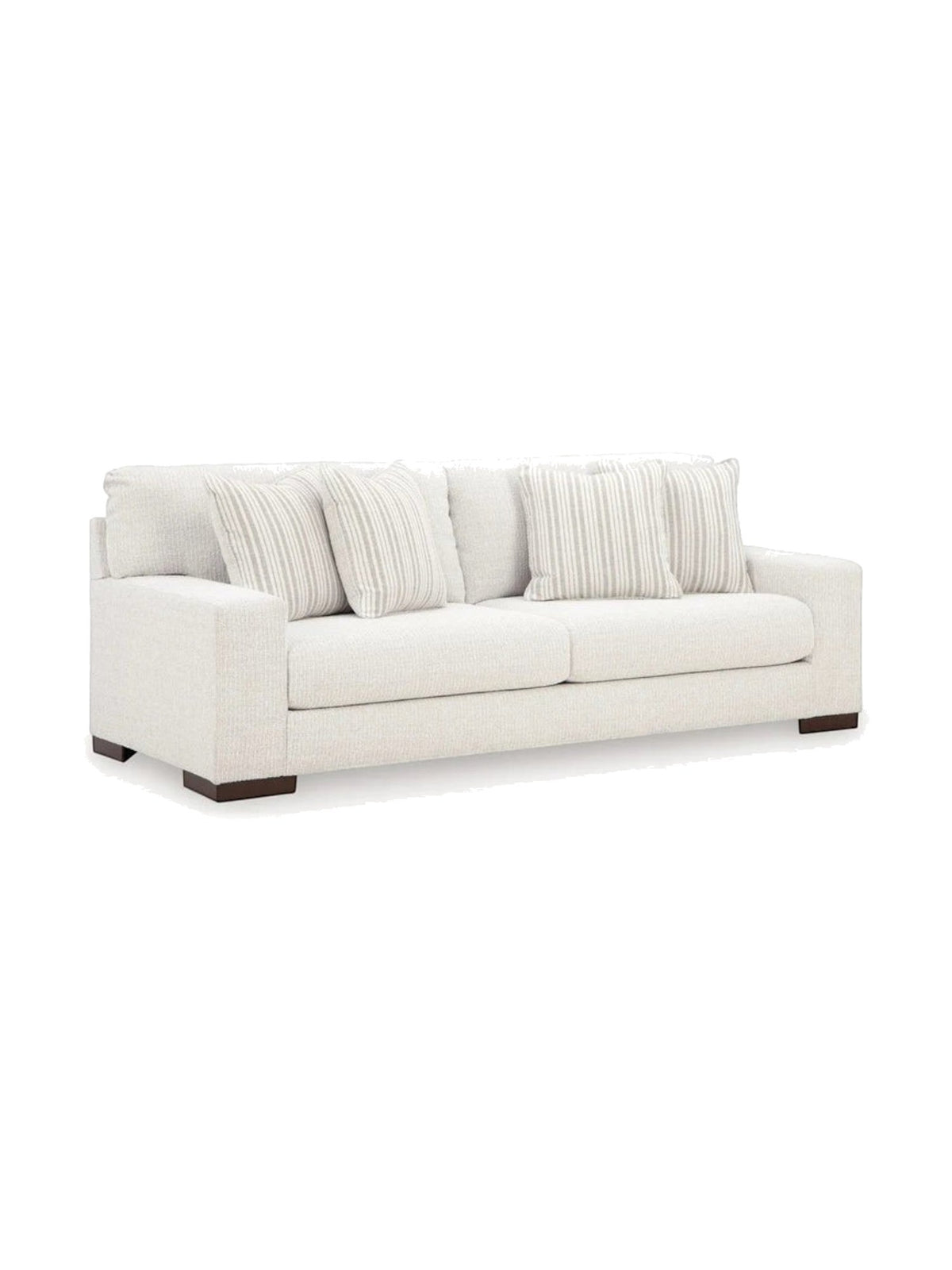 Sofa Figaro TOCO Meubles en tissu texturé couleur givrée avec coussins décoratifs à rayures