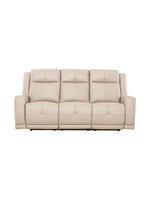TOCO Meubles Canapé inclinable Charlie beige en cuir, 3 places, confort moderne pour salon.
