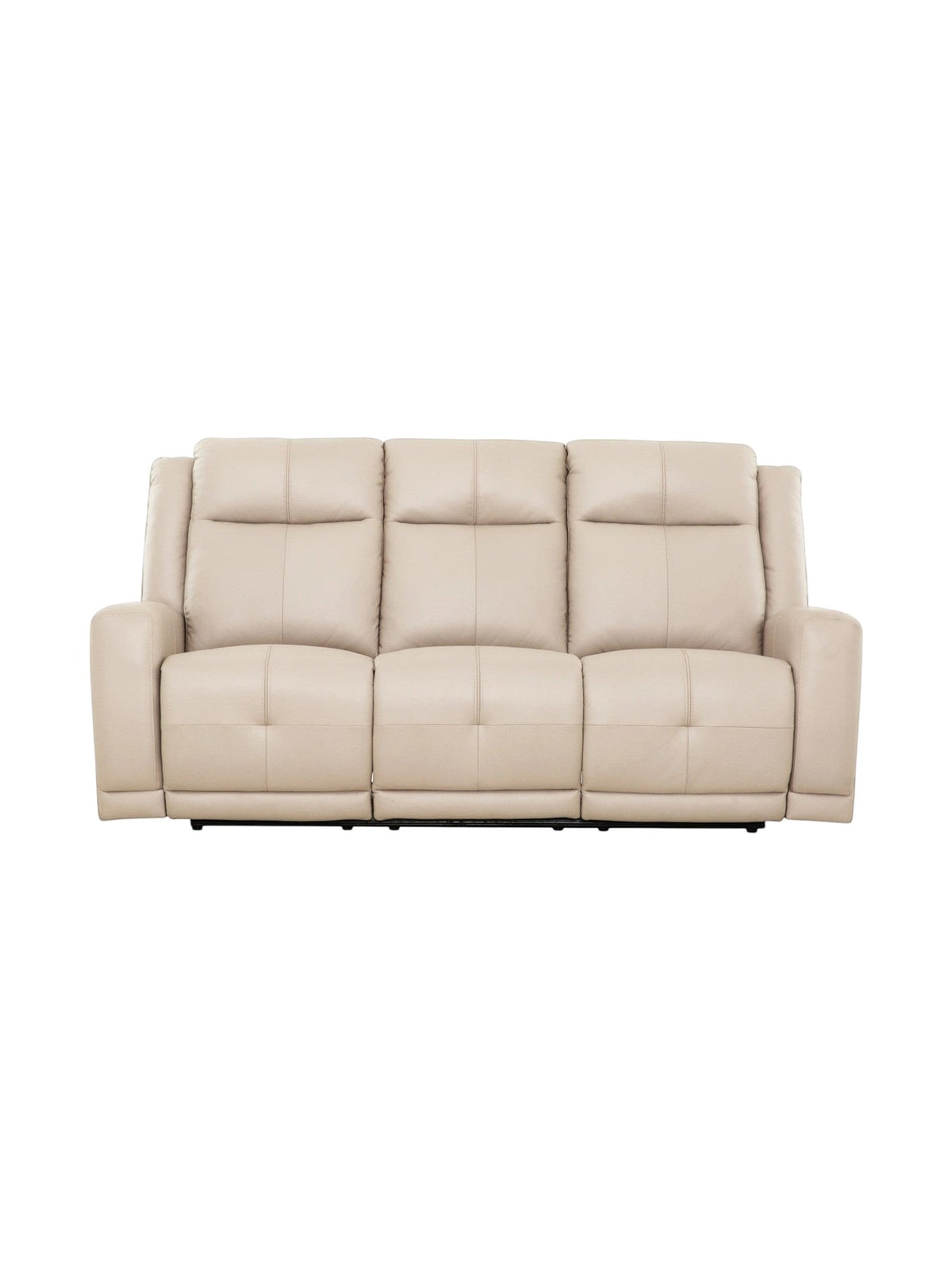 TOCO Meubles Canapé inclinable Charlie beige en cuir, 3 places, confort moderne pour salon.