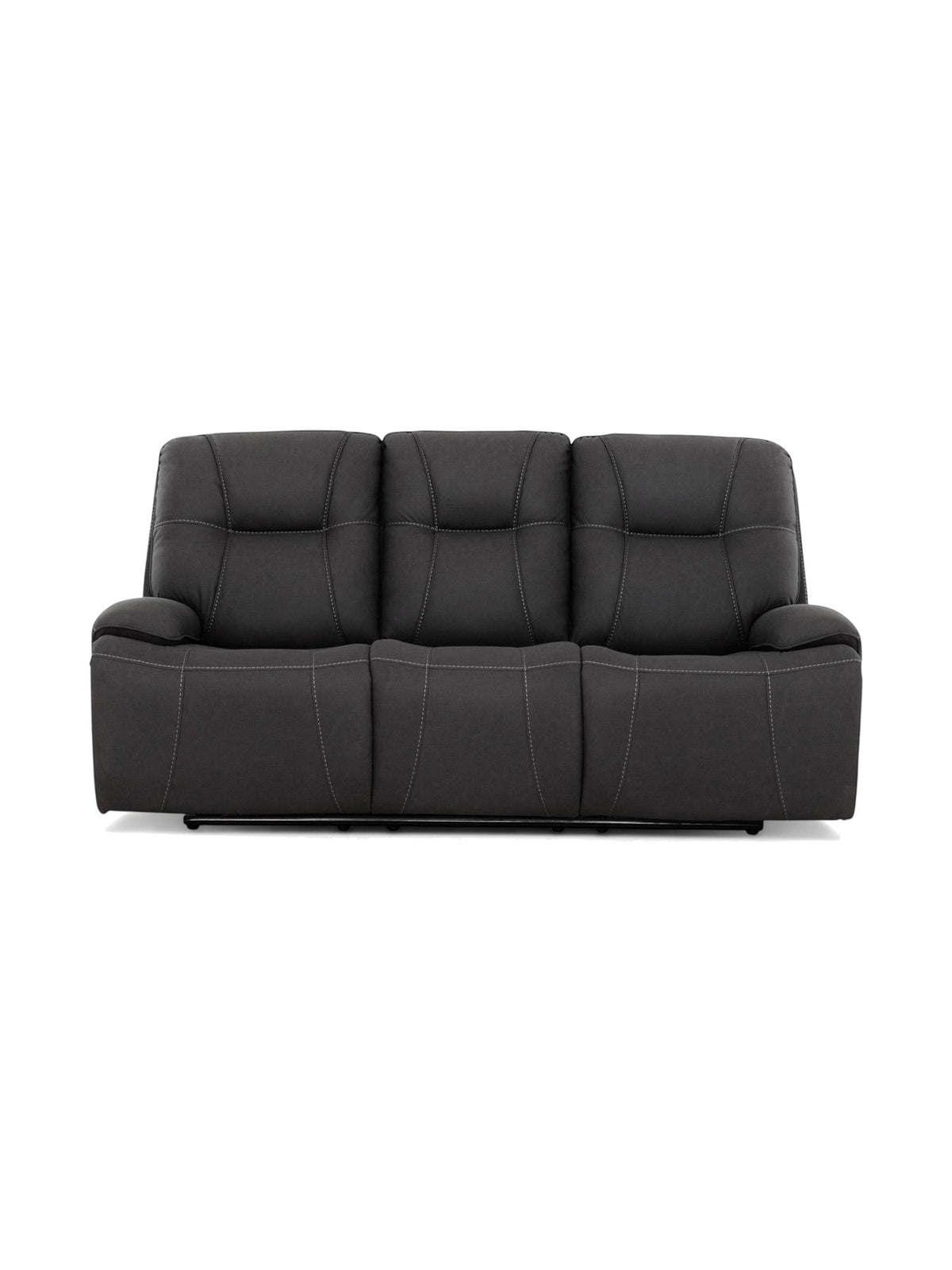 TOCO Meubles Canapé inclinable Elvis gris foncé en tissu avec surpiqûres contrastantes, 3 places.