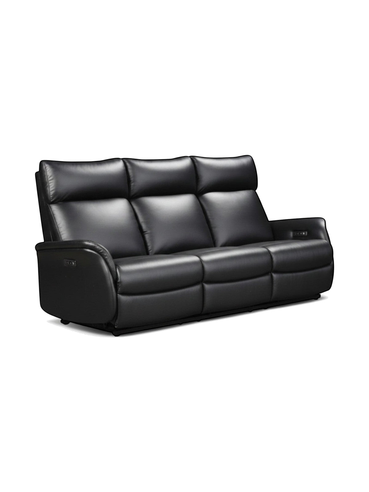 Canapé inclinable Eva noir en cuir de TOCO Meubles avec trois places et appuie-têtes confortables