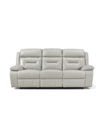 TOCO Meubles Sofa inclinable Monroe gris clair en cuir, 3 places, confortable et pratique pour un salon convivial.