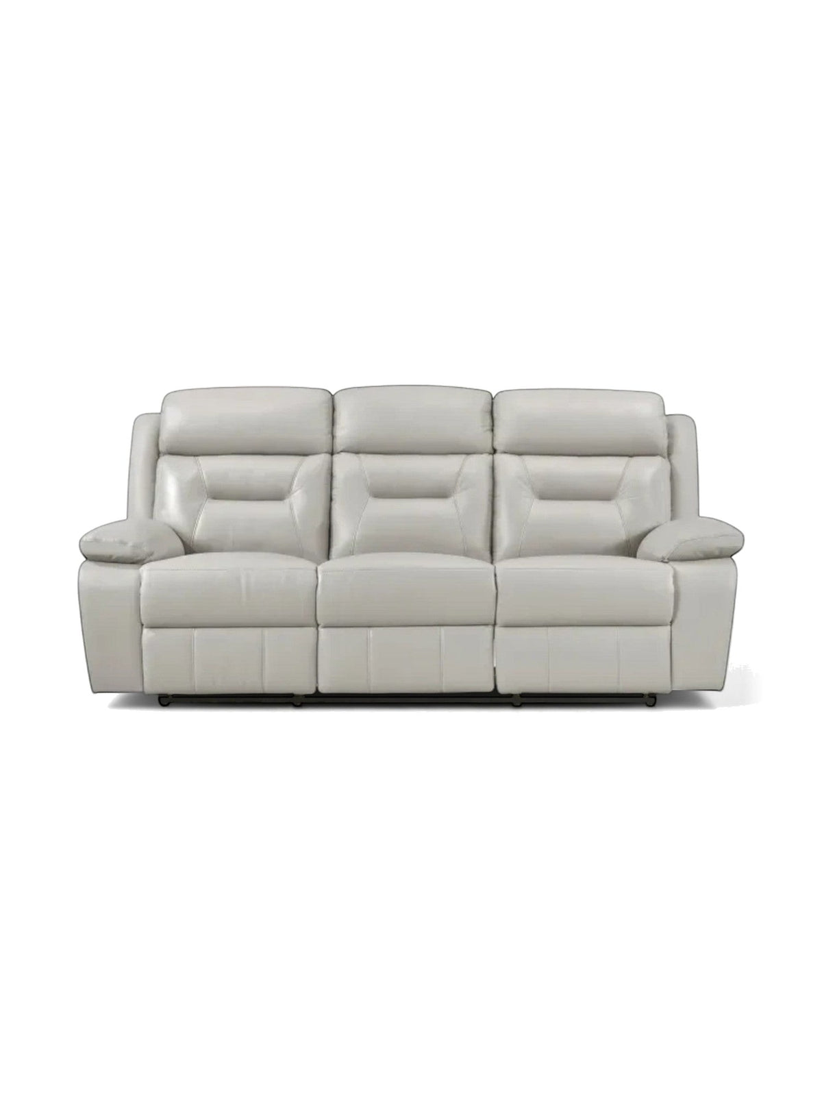 TOCO Meubles Sofa inclinable Monroe gris clair en cuir, 3 places, confortable et pratique pour un salon convivial.