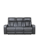 TOCO Meubles Sofa inclinable Warren gris foncé capitonné avec porte-gobelets, idéal pour un salon.