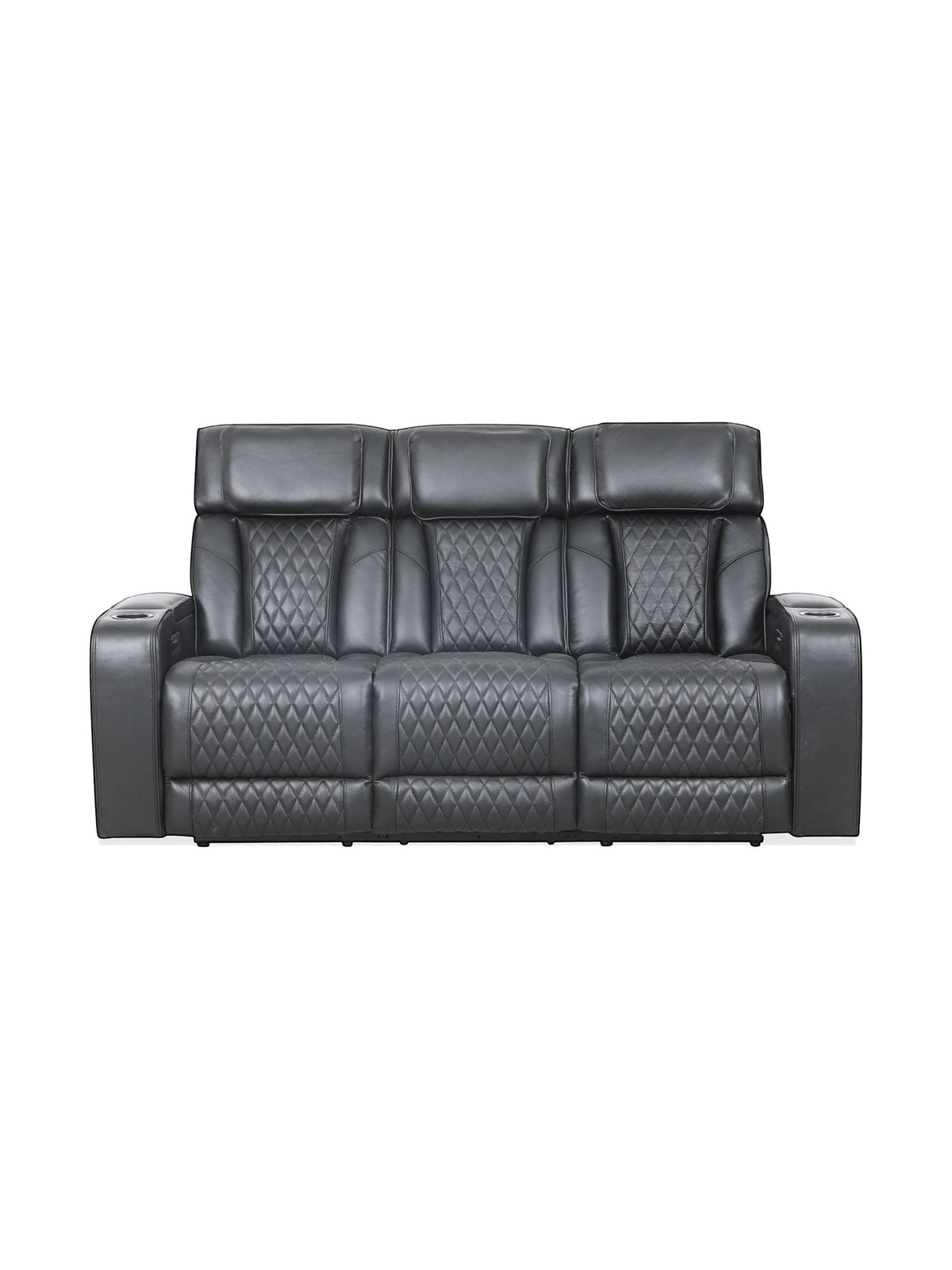 TOCO Meubles Sofa inclinable Warren gris foncé capitonné avec porte-gobelets, idéal pour un salon.