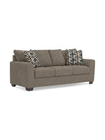 Canapé-lit TOCO Meubles Kaya en tissu taupe texturé avec coussins décoratifs à motifs géométriques